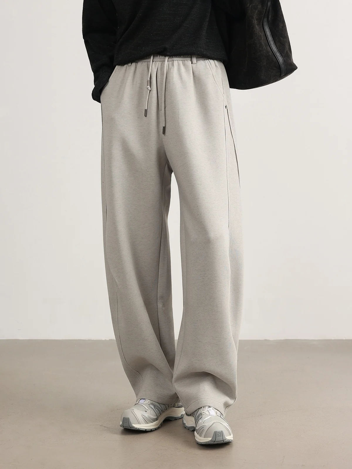 Men's Casual Straight Leg Pants Wide Leg Multi-Piece Seamed Trimmed Long Trousers Comfortable Cotton Blend Soft Elastic Waist