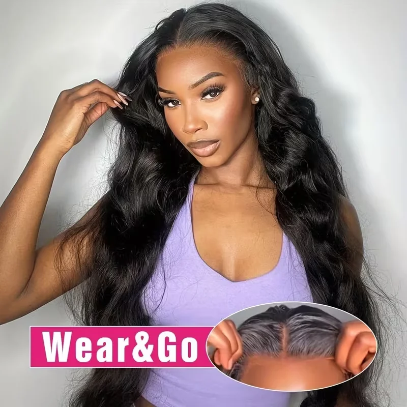 200% Density 7x6 Glueless Body Wave Wigs For Women Ready To Wear 44 46 Inches Glueless Human Hair Wig Pre-Cut Wigs Remy Hair