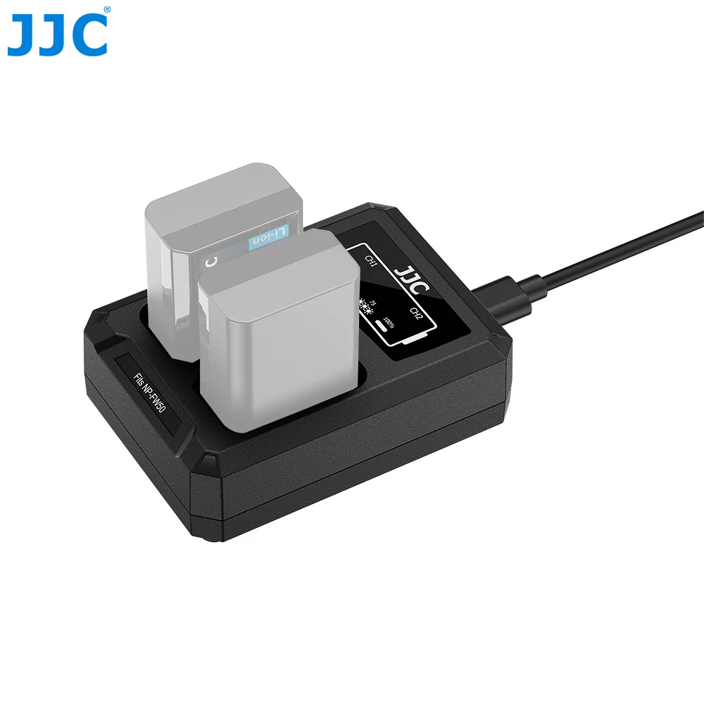 JJC NP-FW50 Dual Battery Charger for Sony A6500 A6400 A6300 A6100 A6000 A7S A7RII A7R A7II A7 A7SII A7S RX10 IV RX10III RX10II