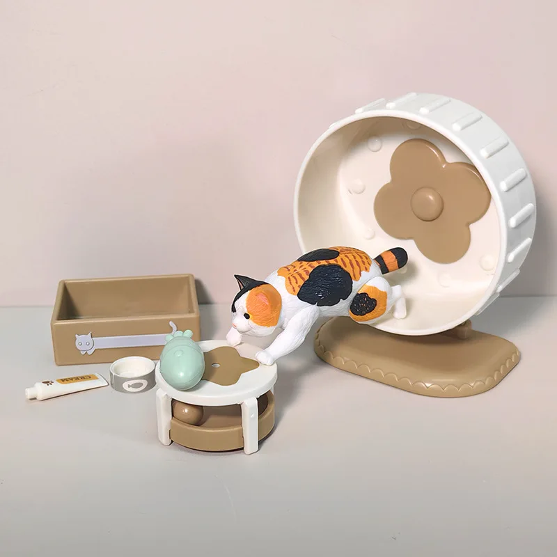 Dollhouse Accessories Cute Mini Pet Kitten Climbing Frame Creative Funny Tease Cat Meow Scene Ornament Model Kids Play House Toy