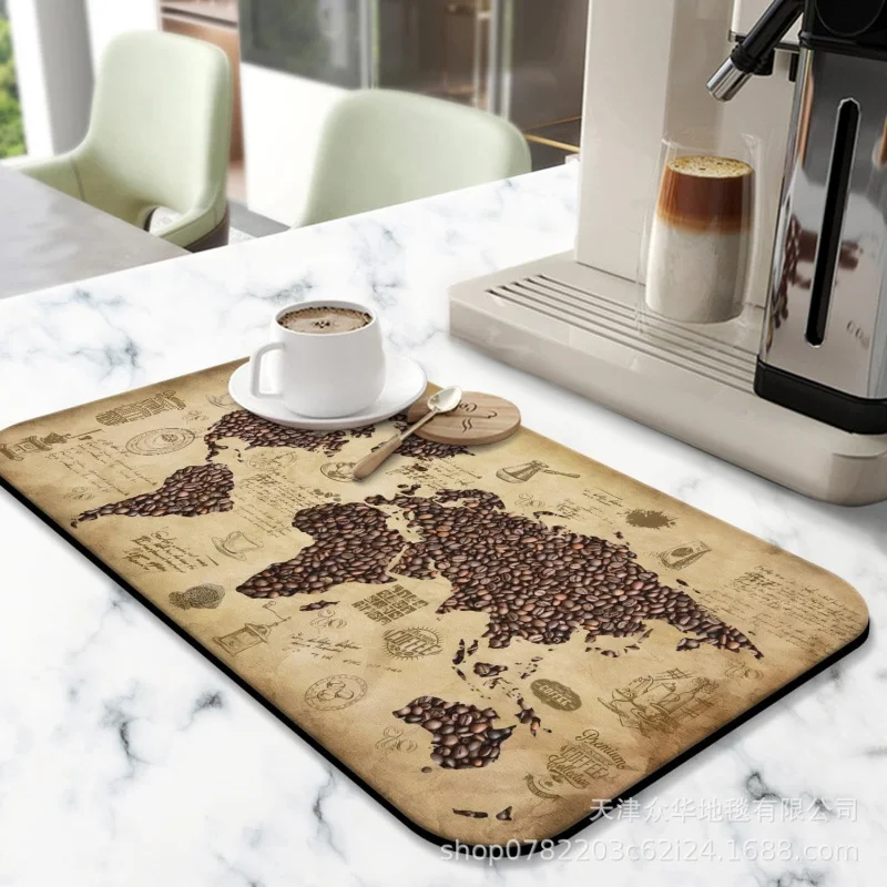 Cross-Border Amazon Coffee Machine Mat Kitchen Diatom Ooze Water Draining Pad Bar Water Absorbing Non-Slip Mat Heat Proof Mat