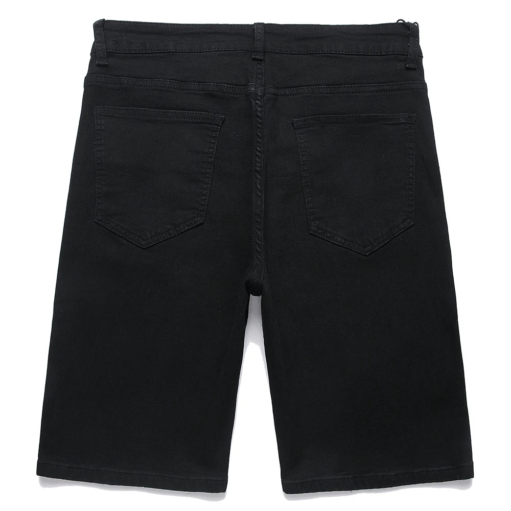 Celana Pendek Denim Gambar Huruf Grafiti Musim Panas Pria Jeans Celana Lurus Ramping Kasual Katun Hitam