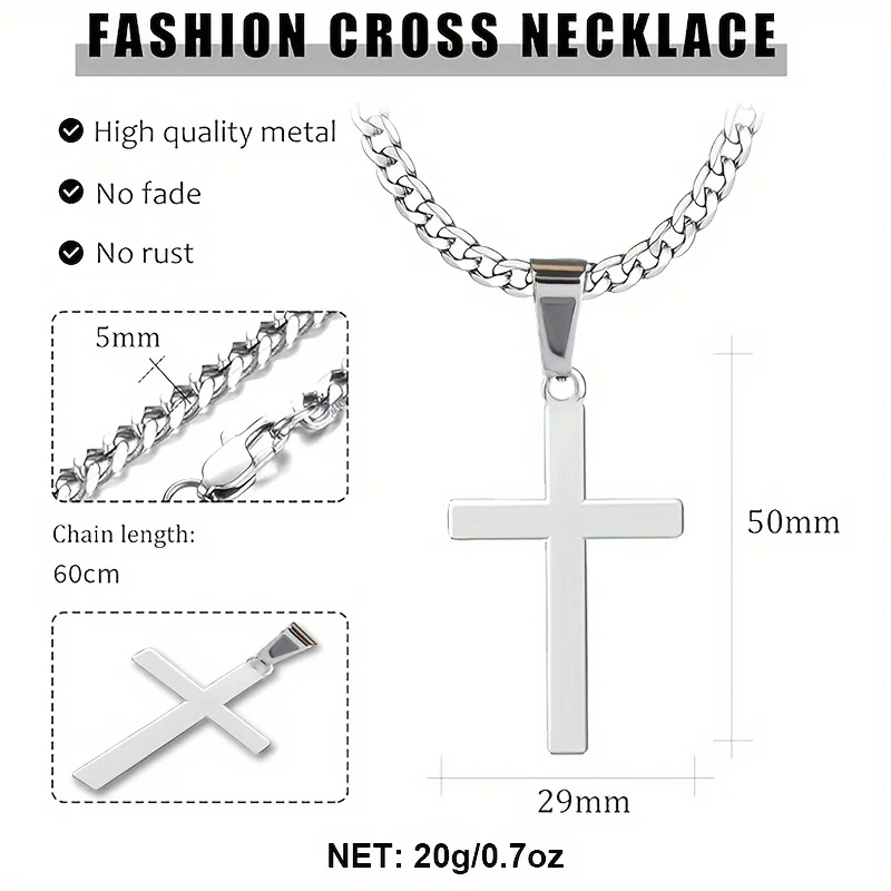 قطعة واحدة من قلادة متقاطعة فريدة من نوعها من الفولاذ المقاوم للصدأ، تصميم أنيق وبسيط وهيب هوب - الهدية المثالية #2