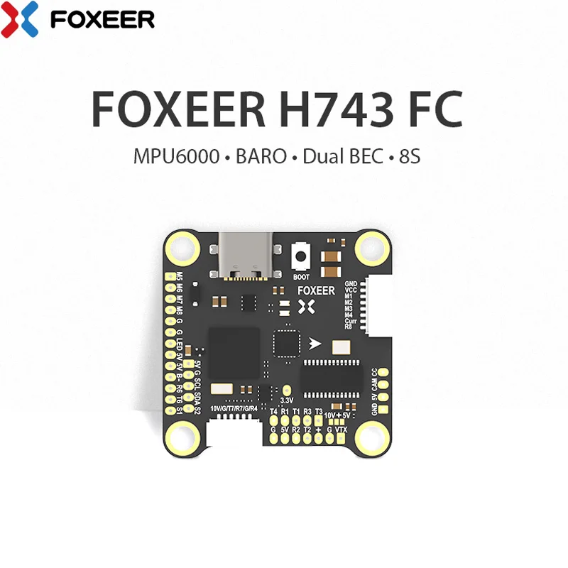 

Foxeer H7 MPU6000 Dual BEC барометр H743 Контроллер полета 4-8S LIPO 30.5X30.5mm для радиоуправляемого FPV Фристайл дрона