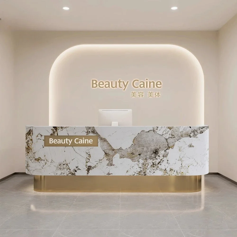Beauty salon checkout page Clothing store Light luxury stainless steel bar table Dental beauty company Hotel front desk