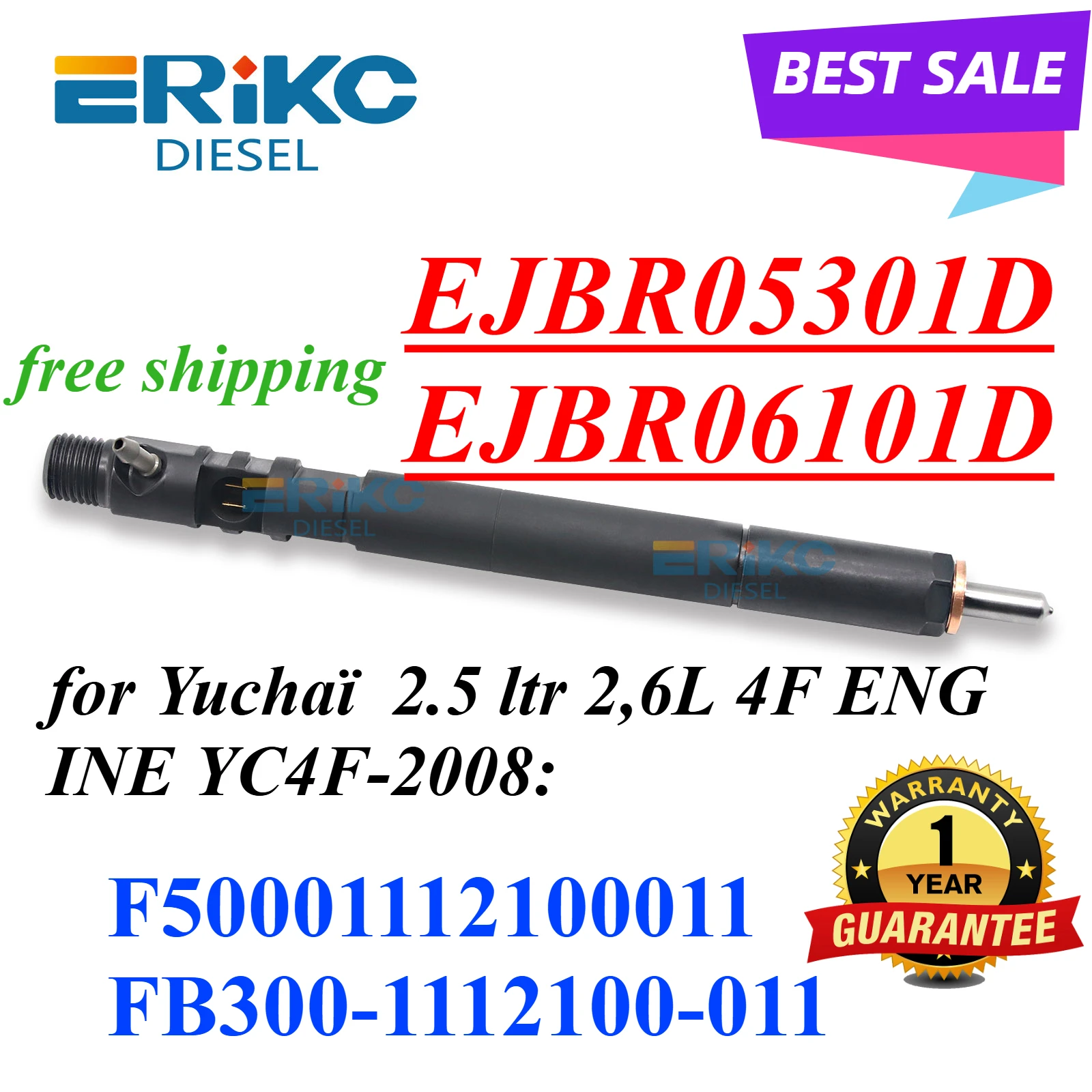 Inyector de Combustible para Automóvil EJBR05301D EJBR06101D F50001112000 para Motor YUCHAI Euro 3 YC4F115-30 F5000-1112000 FB3001112100011