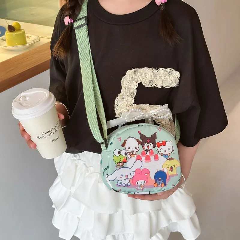 محافظ سانريو للبنات كارتونية من البولي يوريثان مقاومة للماء حقيبة كتف كروس كورومي مربعة للسفر حقيبة تخزين حقائب رسائل هالو كيتي #6