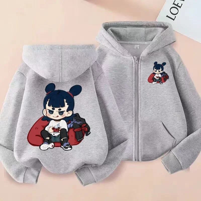 سترة صوفية بغطاء للرأس للأطفال مطبوعة بشكل لطيف على طراز Q للأولاد والبنات #6