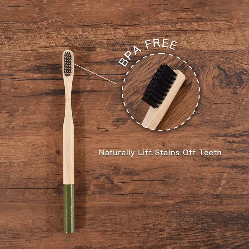 10 Pack Bamboo Toothbrush Medium Bristles Biodegradable Plastic-Free Toothbrushes Cylindrical Low Carbon Eco Bamboo Handle Brush