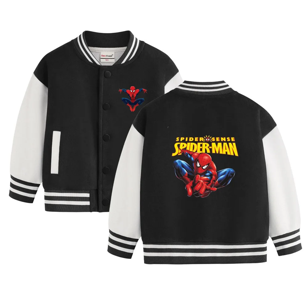 

Spring Children's Coat New Boys Autumn Cartoon stitch Baseball Uniform Academy Cardigan Jacket Kids Spiderman Print Jackets Top