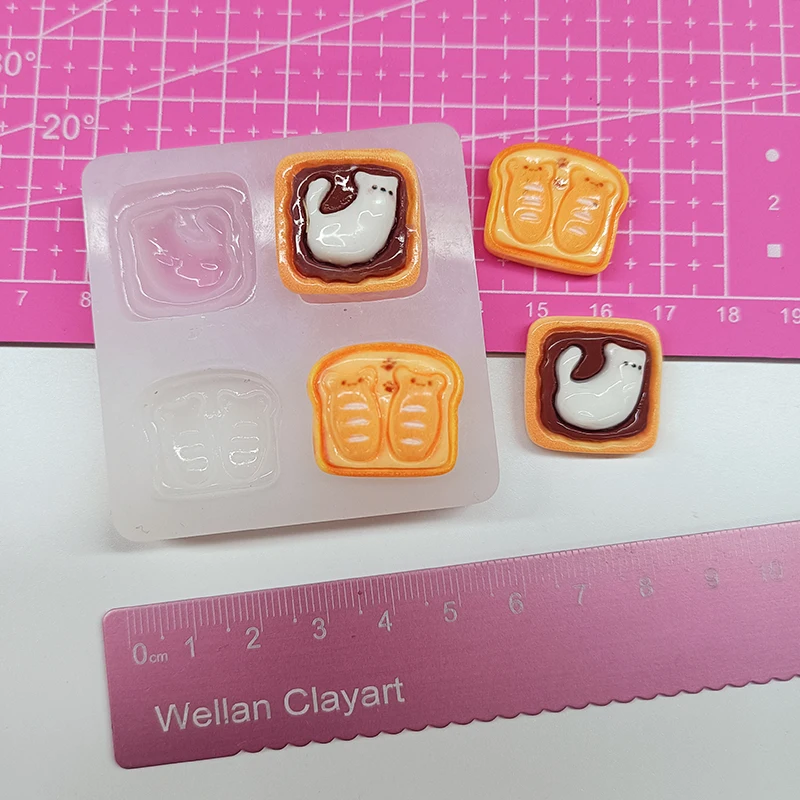 

Polymer Clay Mini Cute Cat Bread Silicone Mold Doll House Food toy Clay Dessert Mold tools