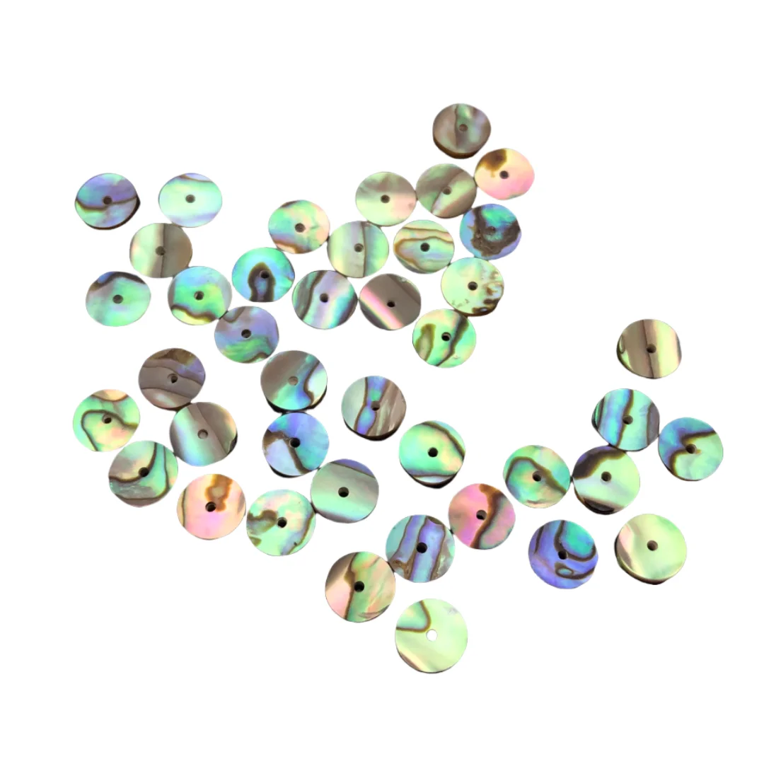 

7mmNew Zealand abalone shell round thin slice cultural toy natural mother of pearl inlay jewelry bracelet earrings handmade