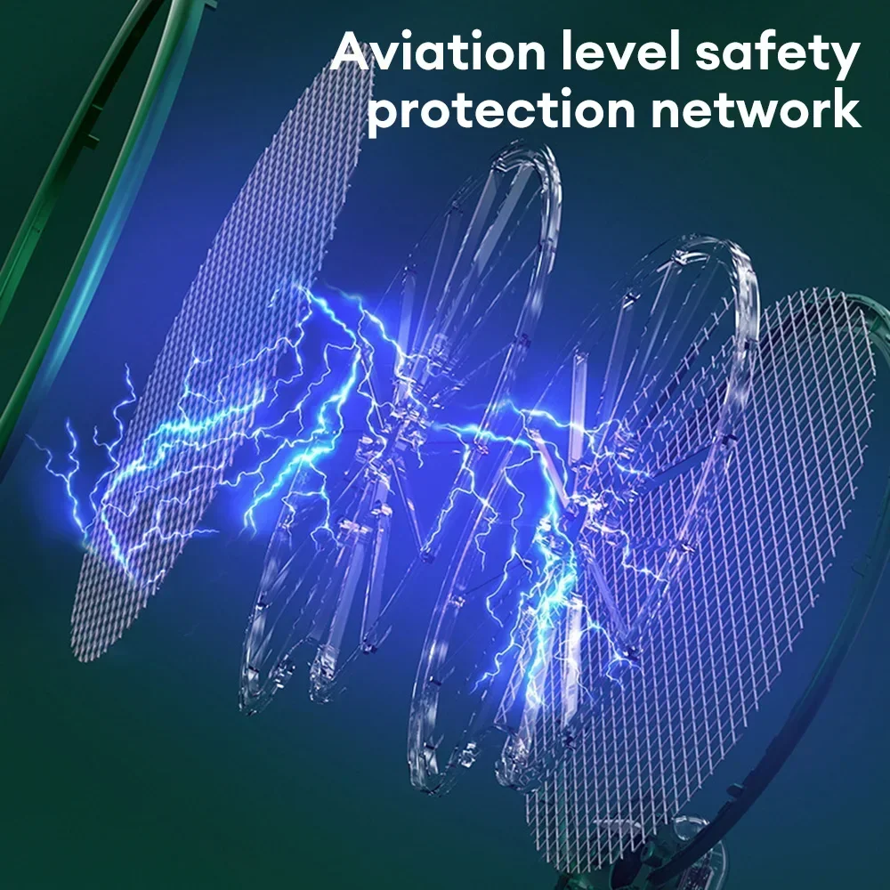 مضرب بعوض كهربائي قابل لإعادة الشحن بمنفذ USB ، مصباح طارد للبعوض ، مضرب طائر الذباب ، مضرب قابل للطي ، وسيط البعوض #4