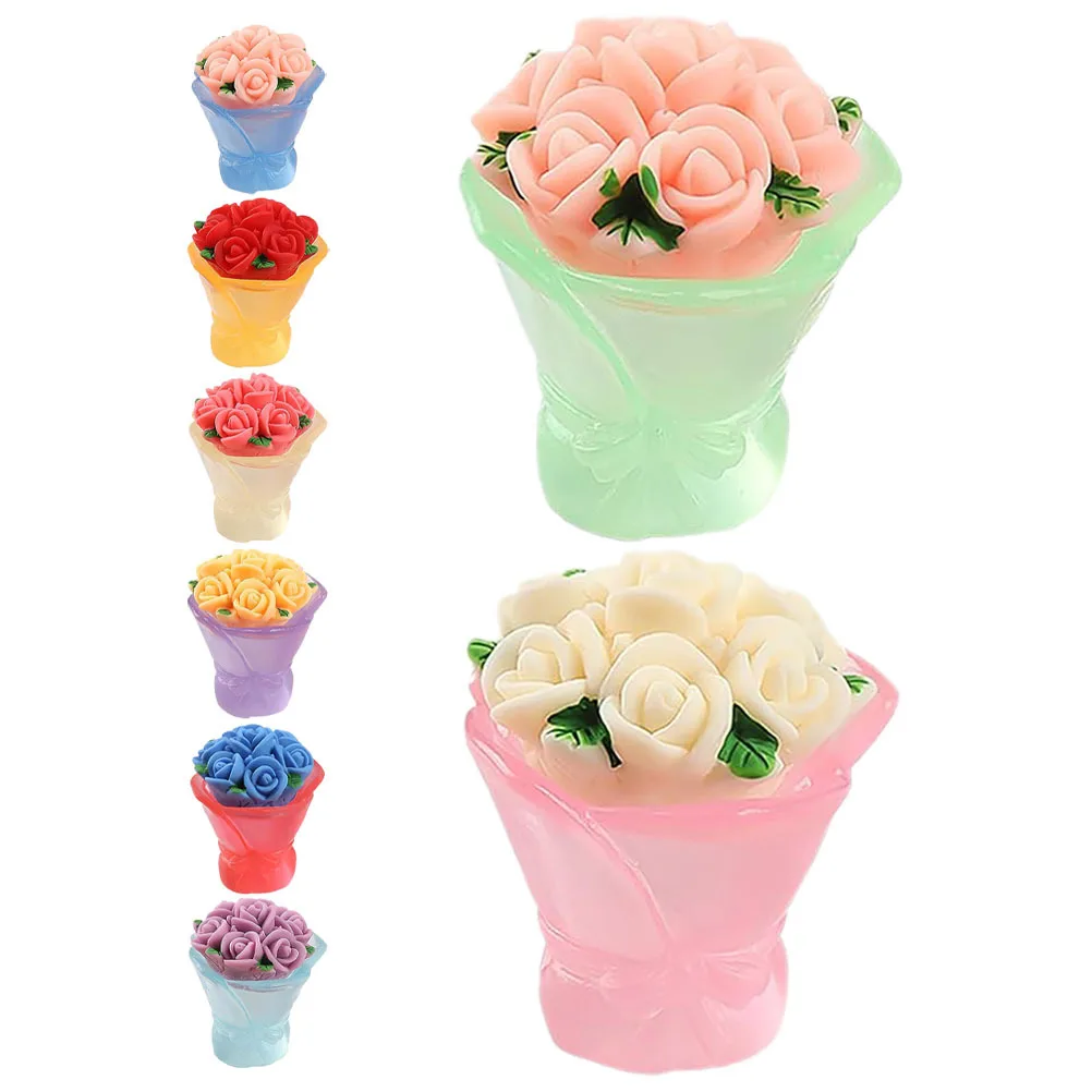 8 قطعة باقة الورد الاصطناعي الصغيرة فو نباتات داخلية لمكتب رف الكتب ديكور زهور صغيرة بوعاء DIY بها بنفسك الحرفية الجنية حديقة