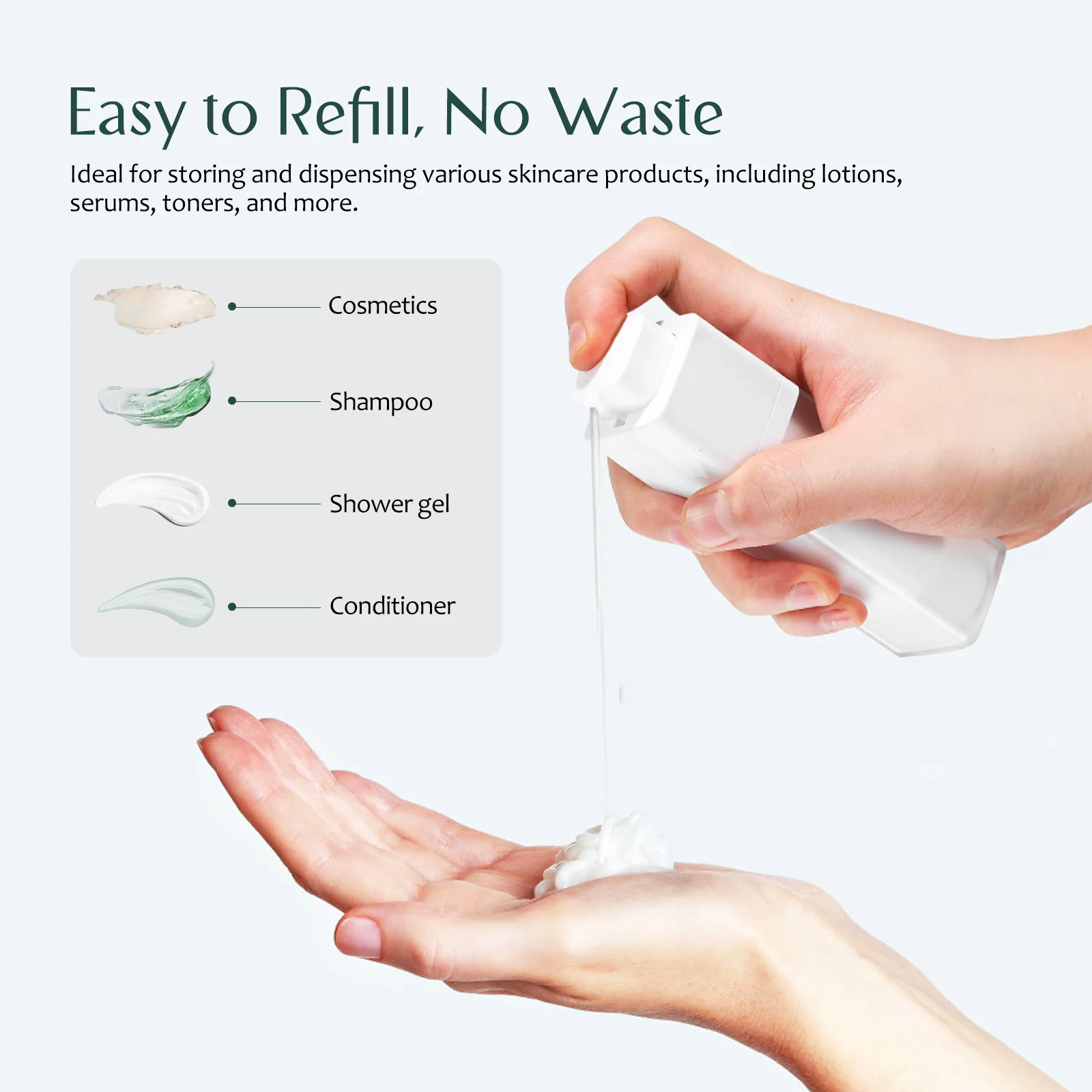 

3pcs Airless Pump Bottles 15Ml 30Ml 50Ml Refillable Travel Lotion Dispensers Leakproof Skincare Storage Containers For