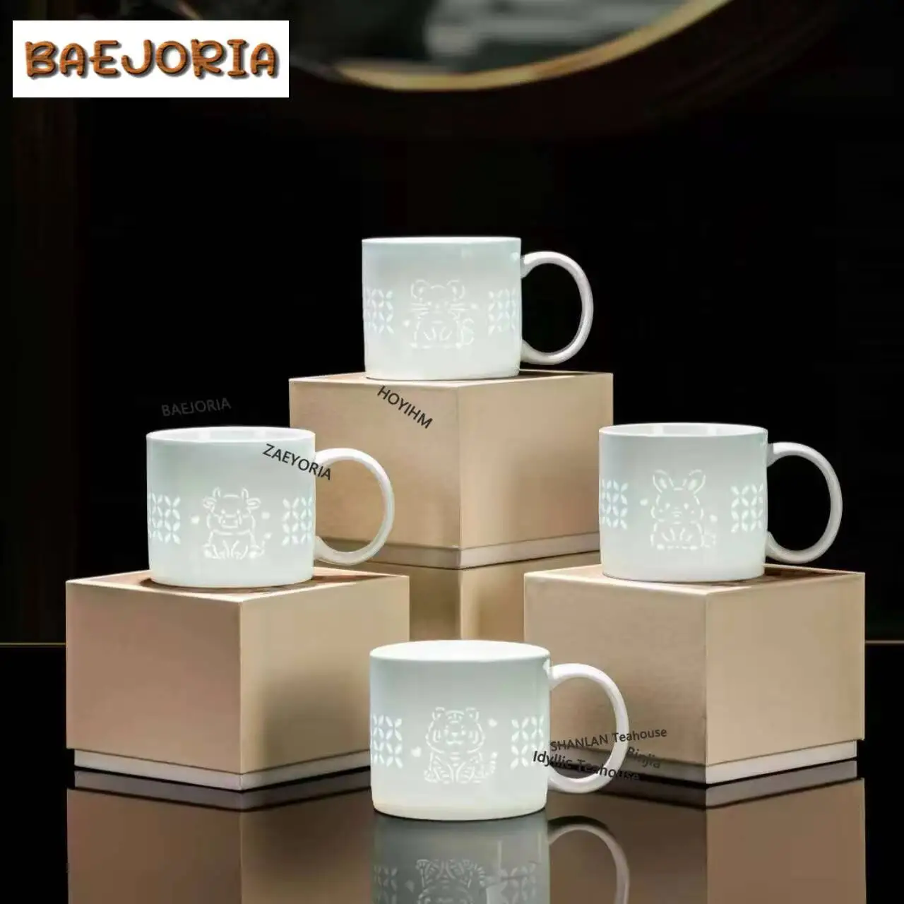 400ml Celadon Zodiac Signs Exquisite Coffee Mug Hot Chocolate Cup Afternoon Tea Mug Wine Beer Bottle Office Water Cup Tea Items
