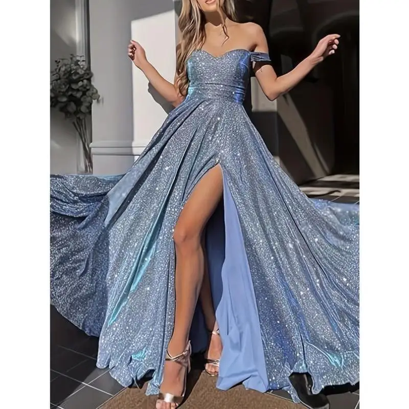 Sexy oulder Bared iny danse mariage Dr accessoires transfrontaliers nouveau Sle Cleanfit H Version milieu de la vie t-shirt quart Sve