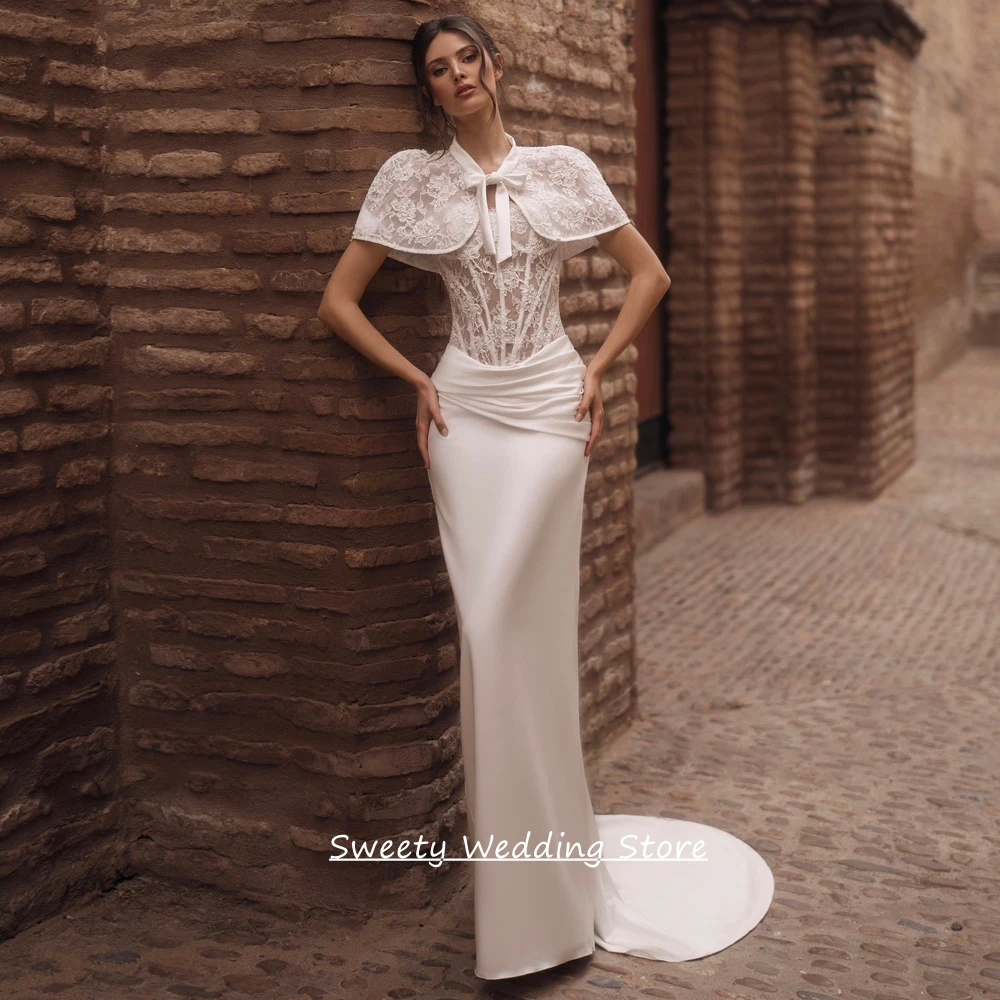 Customized Sexy Mermaid Wedding Dress with Jacket Sweetheart Sleeveless See Through Lace Corset Bridal Gown for Bride
