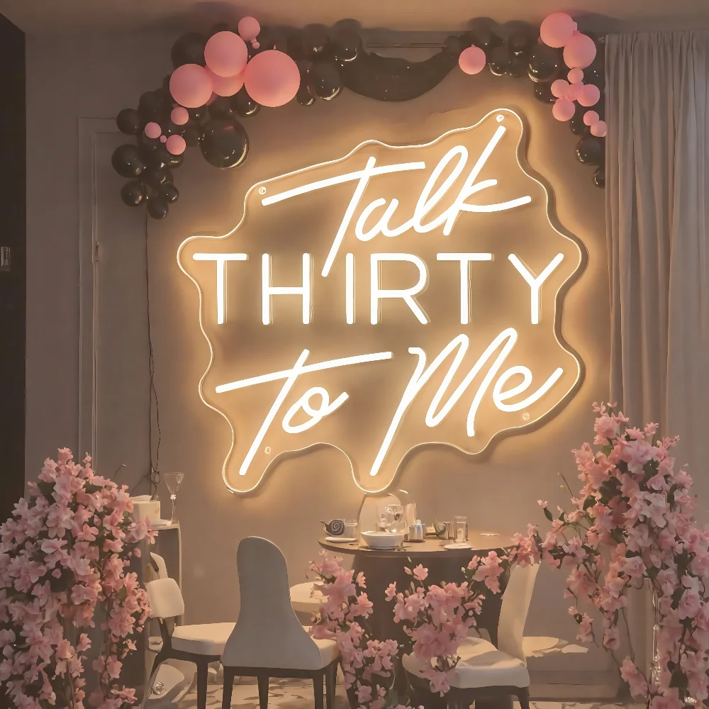 Talk Thirty To Me Neon Sign 30th Birthday Decorations Neon Sign for Birthday Party Gifts Led Neon Sign Birthday Neon Home Decor