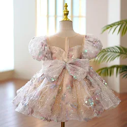 Robes de soirée en dentelle pour enfants, robe de Rhmoelleuse, robe de Rhformelle, robe de luxe pour enfants, fête d'anniversaire, mariage, filles de 3 à 14 ans, 2022