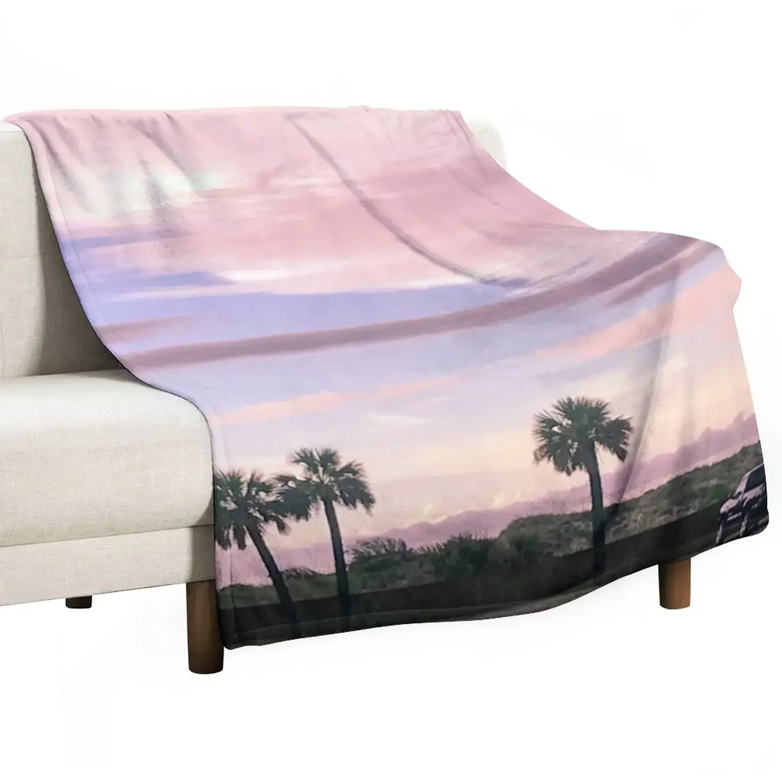

Pink Sky Throw Blanket Heavy Retros Camping Travel Blankets