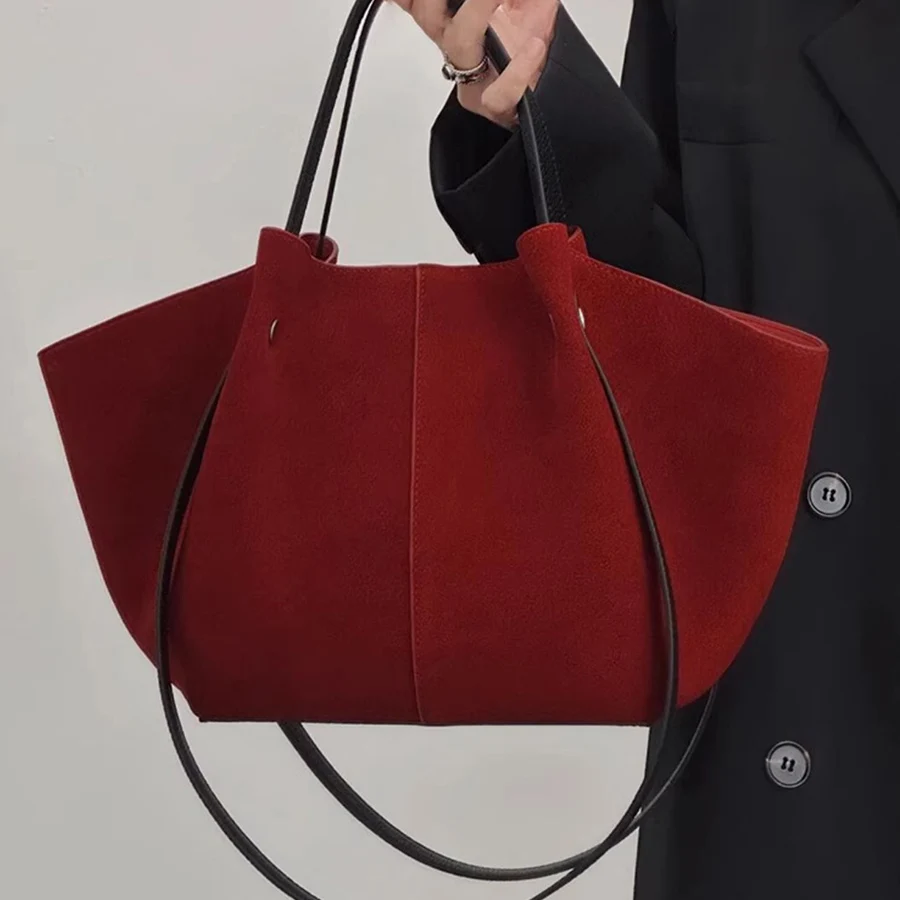 Large capacity suede Tote bag Women's new autumn/winter red bridal wedding wing shape hand bag  single shoulder underarm bag sac