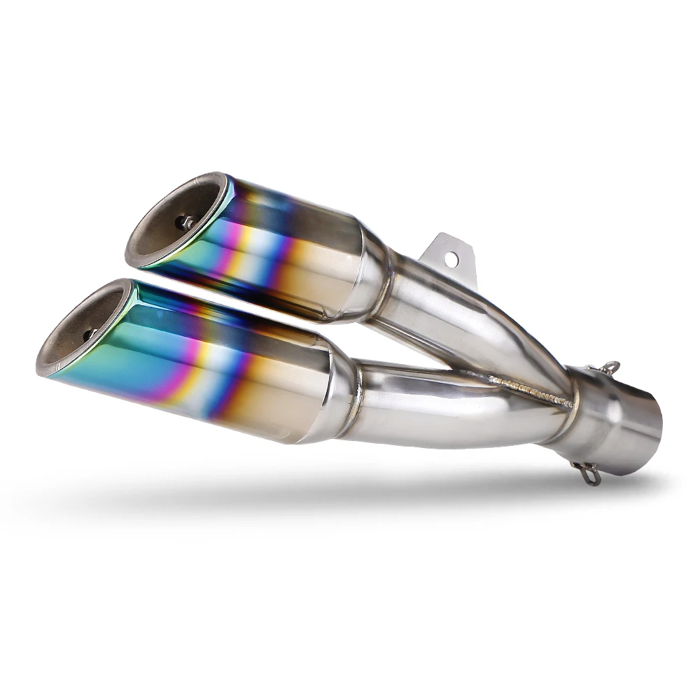 

51mm Universal Double Outlet Motorcycle Exhaust Muffler Pipe Escape Moto Part For Z400 R25 450SS CB250R GSX250R ADV350