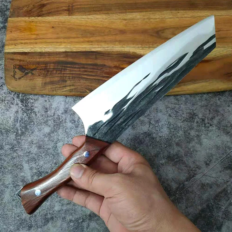 8 Inch Kiritsuke Knife Sharp Cleaver Slicing Sashimi Sushi Kitchen Knife Wood Handle Cooking Tools Handmade Forged China Messer