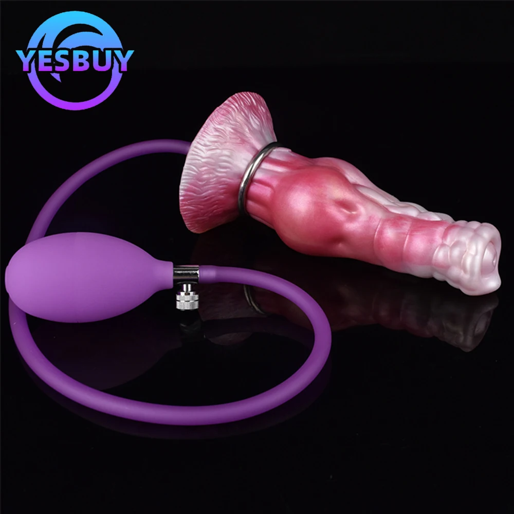 

YESBUY Soft Silicone Dog Knot Inflatable Dildo Butt Dilator Monster Animal Penis Anal G Spot Stimulator Adult Product Sexy Shop