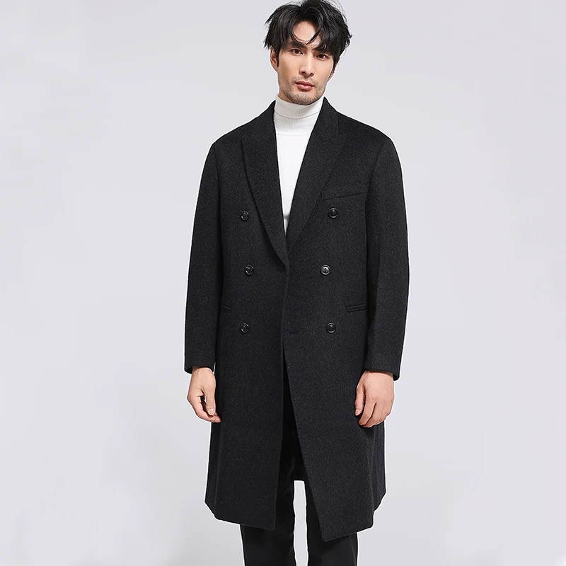 Двубортное кашемировое пальто для джентльменов с пуховым жилетом и подкладкой, шерстяное пальто, толстый теплый мягкий наряд, зимняя мужская одежда