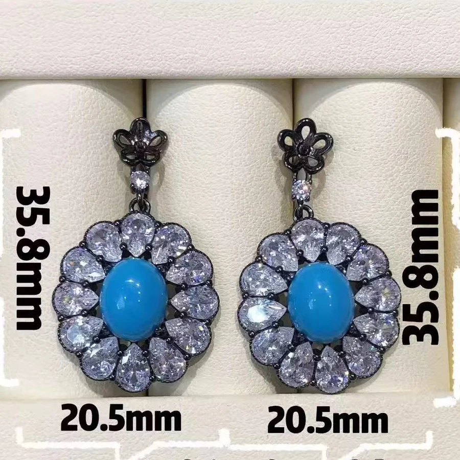 

MeiBaPJ 10mm Natural Nearround Pearls Blue Stones Flower Drop Earrings 925 Silver Fine Wedding Jewelry for Women