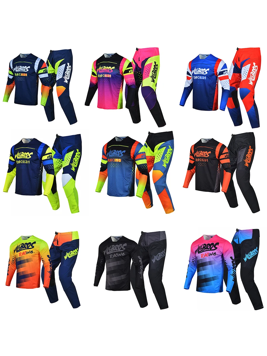 AliExpress WILLBROS Willbros MX Racing Jersey and Pants Combo Motocross Dirt Bike Offroad Gear Set Riding Enduro MTB Moto For Adult
