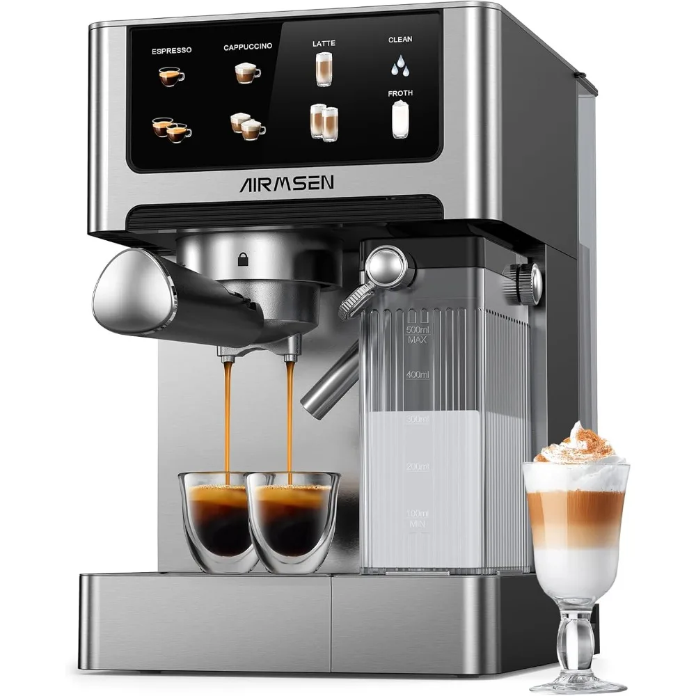 

20 bar espresso machine with automatic milk frother, cappuccino & latte coffee maker with quick brew dual boiler (1350w + 1000w
