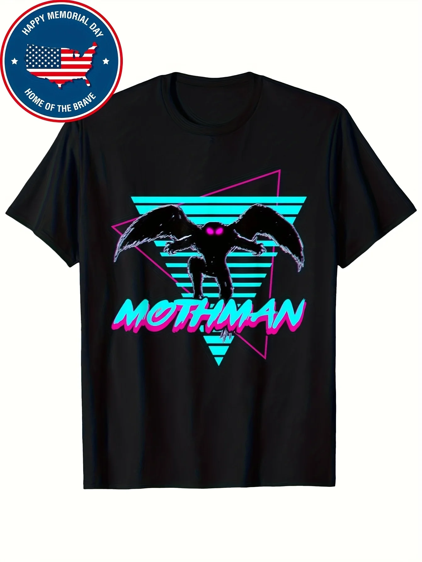 Men's Retro Mothman T-Shirt - Cotton Cryptid Design, Outdoor Casual Tee