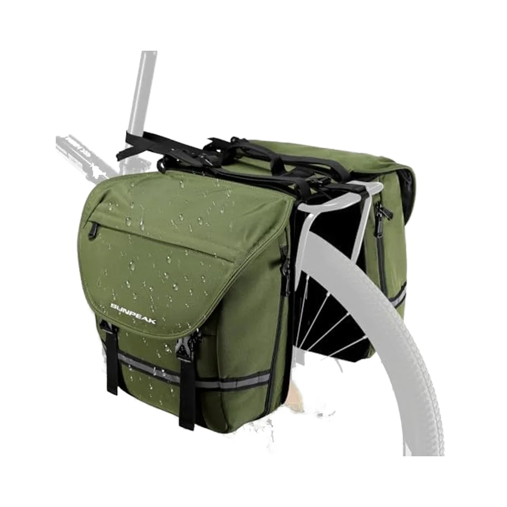 

36L Green Rear Rack Pannier Bicycle Bag Waterproof Accessories for Mountain Electric Bike Saddle for Cycling Travel