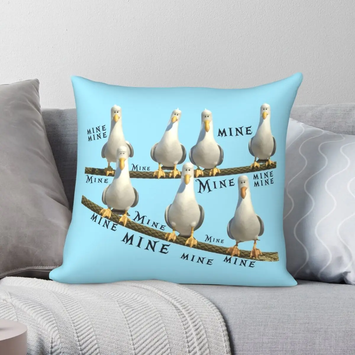 

Mine Seagulls Square Pillowcase Polyester Linen Velvet Creative Zip Decor Throw Pillow Case Home Cushion Case