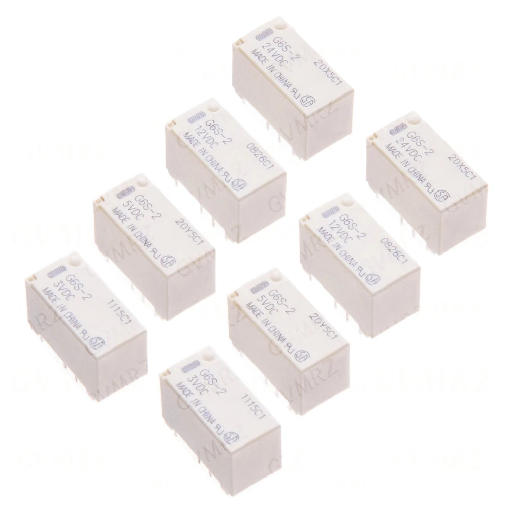 5PCS 24V 5V 3V 12V 5VDC 3VDC 12VDC New G6S-2 5VDC Signal Relay 8Pin DC Mini Signal Switch Relays 24V 5V 3V 12V 2A