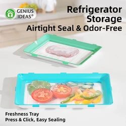 Geunis Ideas Creative Food Preservation Tray Fresh Keeping Magic Elastic Film Buckle Vacuum Seal Refrigerator Storage Organizer