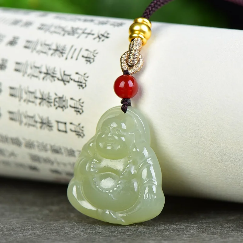 Exquisite new model of Hetian jade Qinghai material Buddha pendant, ethnic style, fashionable and versatile