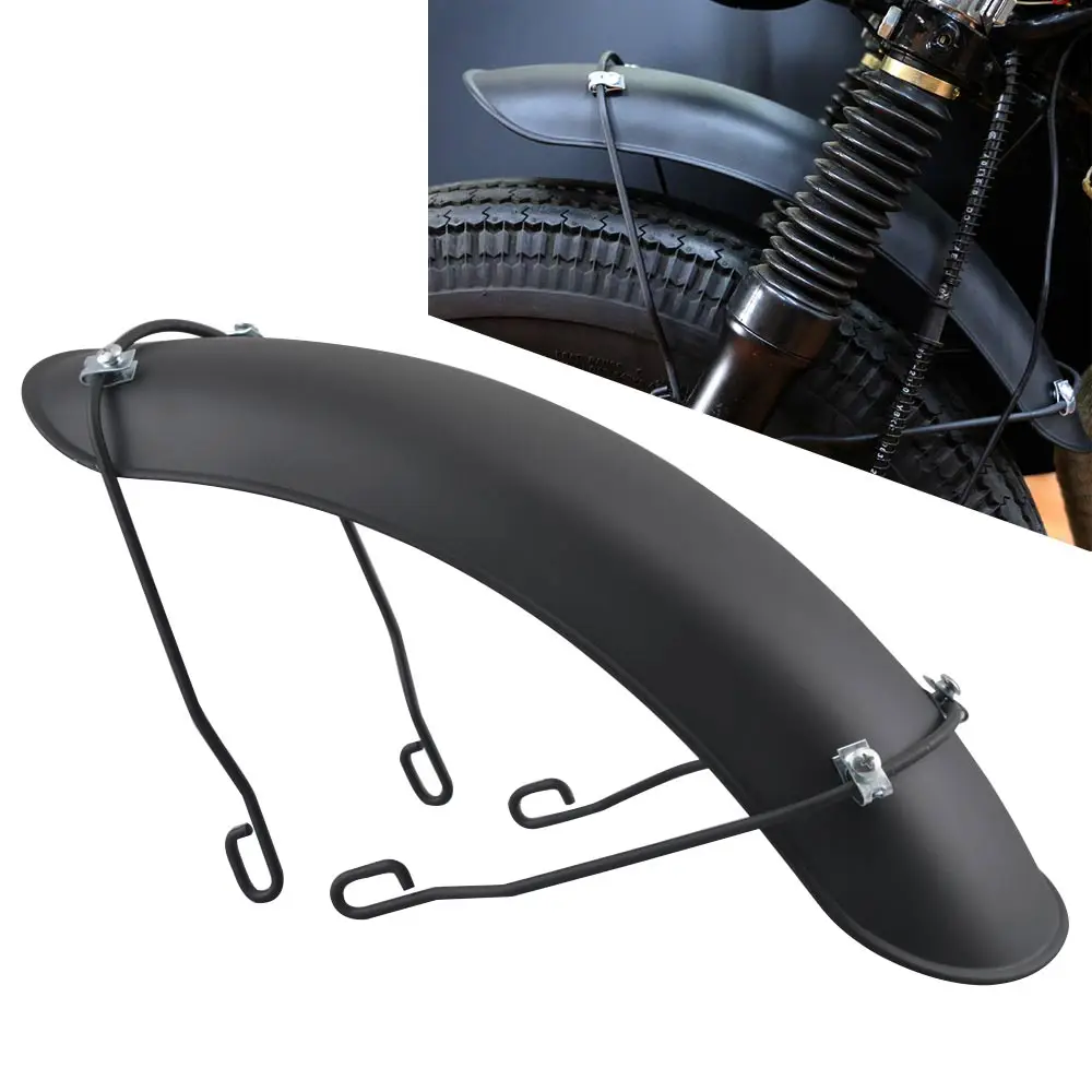 Motorcycle Black Front Fender Retro Mudguard Cover Matte Metal For Harley Fat Bob Bobber Honda CG125 Cafe Racer Chopper Yamaha