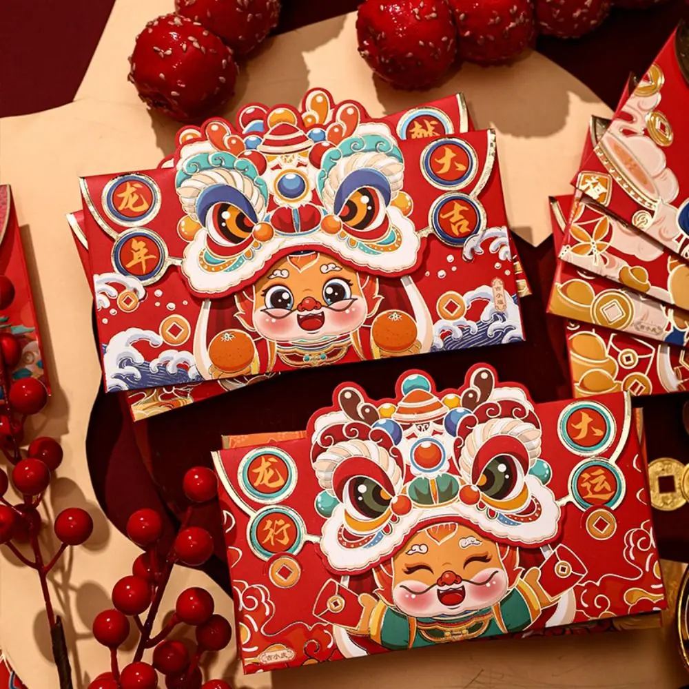 2024 New Year Packet Red Envelope Luck Money Bag Dragon Pattern Blessing Bag Best Wishes Good Luck HongBao Celebration Party