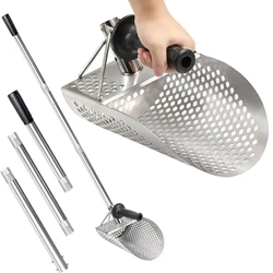 Stainless Beach Sand Scoop Metal Detecting with Handle Tool Fast Sifting Metal Detector Treasure Hunting Shovel Tool