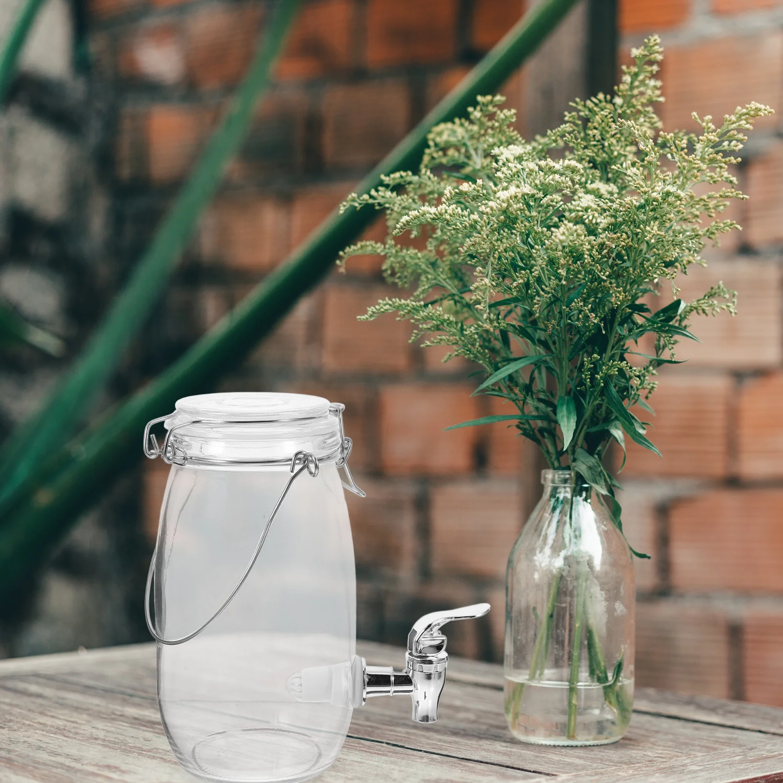 

1Pcs Kitchen Drink Dispenser with Faucet Glass Juice Can Sealed Lid Food Storage Jar for Wine Beverages Glass Wine Bottle