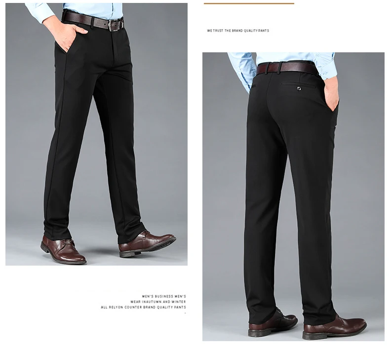 Frühling Herbst männer Casual Business Anzug Hosen Sport Stretch Anzug Hosen Männliche Hosen Große Größe Lose Gerade Kleid Hosen – Detail 5