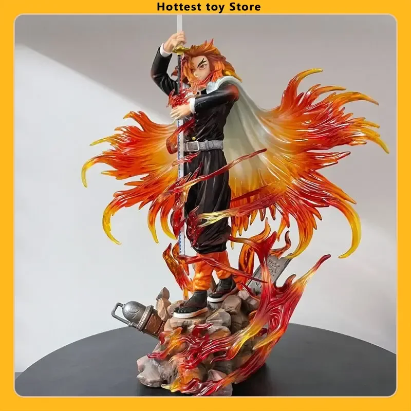 Demônio slayer gk chama 30cm hashira kyojuro rengoku desenho espada anime figura estátua modelo desktop computador caso decoração brinquedo
