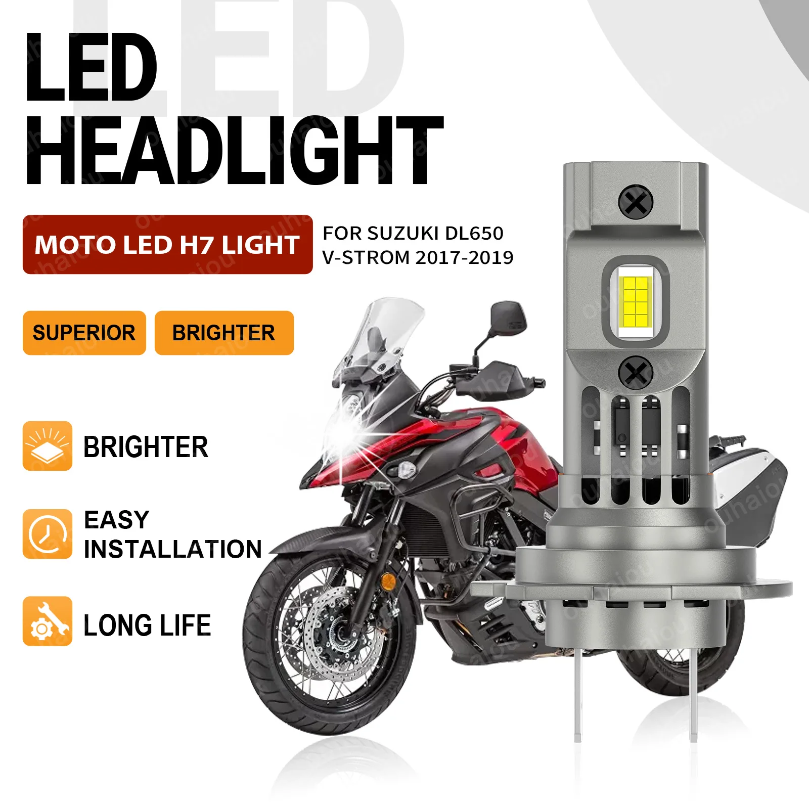 

For Suzuki DL650 V-Strom 2017 2018 2019 1PCS CANbus Motorcycle Super Bright H7 LED Headlight Bulbs 6000k 15000lm Motorbike
