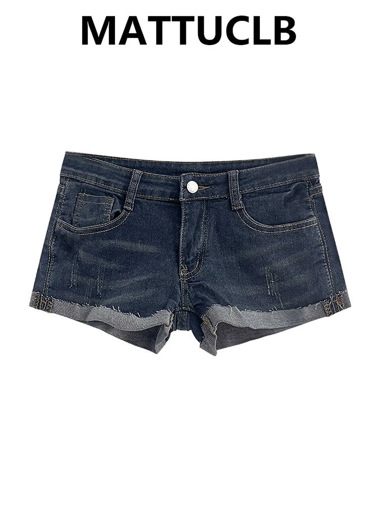 

2026 Summer Women American Retro Punk Denim Shorts Y2K 2000s Japanese Harajuku Low Rise Jeans Hot Pants Kpop Streetwear New In