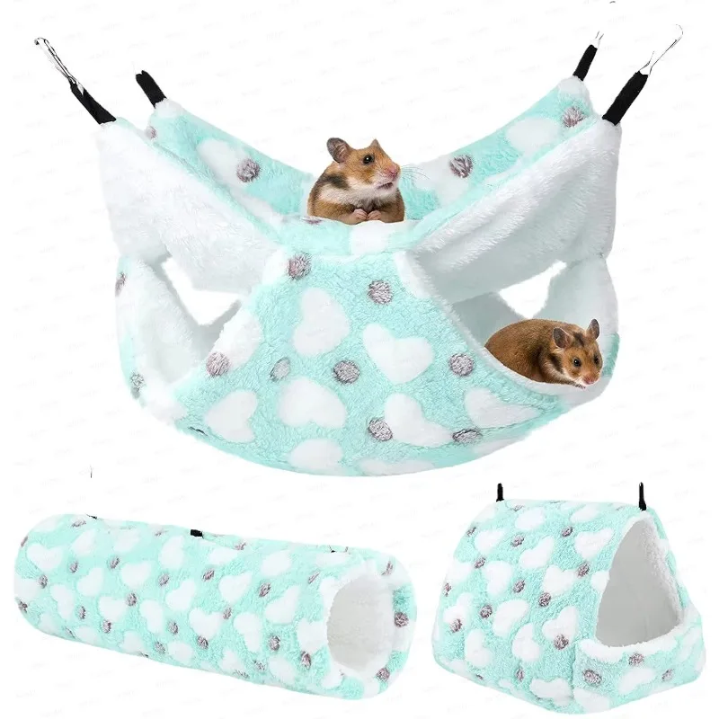 

Плюшевый двухслойный гамак-мешок для мелких животных: норка, морская свинка, хомяк — подвесное гнездо и тоннель