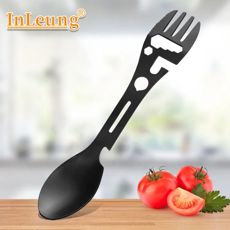 

Нож/ложка/вилка из нержавеющей стали 1, портативная ложка, открывалка для консервных банок, зубчатый нож, гаечный ключ, столовые приборы, посуда, многофункциональные инструменты