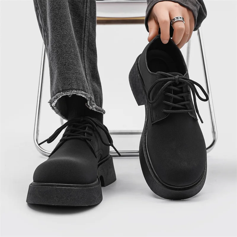 

Spring and summer 2025 new leather shoes men's casual big head derby shoes frosted Japanese style trendy men's shoes